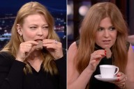 Sarah Snook and Isla Fisher Teach Jimmy Fallon and Kelly Clarkson the Tim Tam Slam