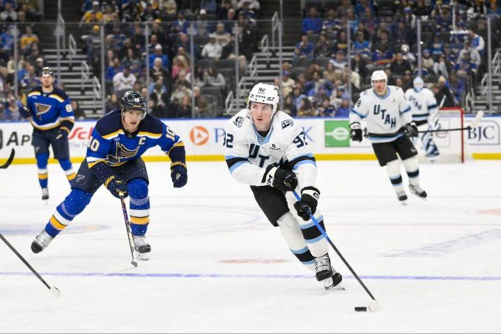 Mammoth's Logan Cooley helped off ice, Blues' Alexey Toropchenko ejected after collision