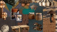 Simone Haag’s artful assemblage of horsehair-trimmed stools, tiger-striped wallcoverings and peacock blue paint
