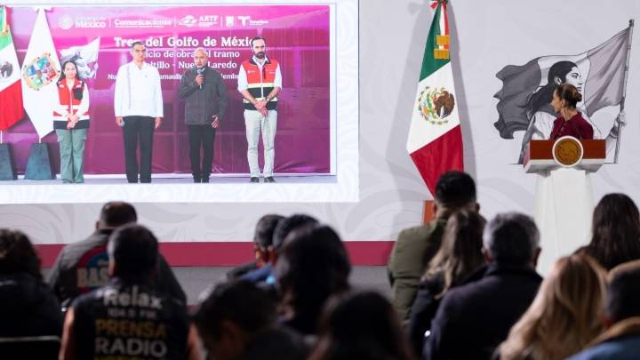 Claudia Sheinbaum encabeza banderazo para iniciar obras de construcción del tren Saltillo