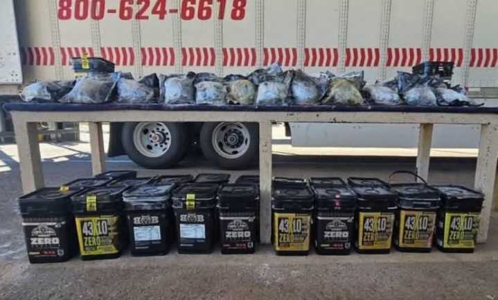 Cae conductor de camión en Sonora que llevaba 16 millones de metanfetamina ocultos en suplemento alimenticio