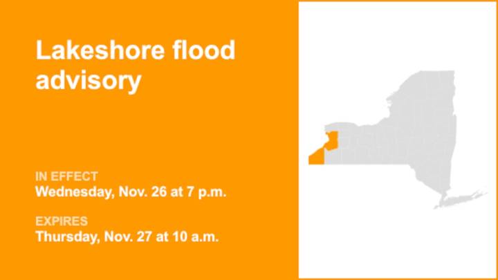 NY weather: Erie and Chautauqua counties under a lakeshore flood advisory until Thursday morning