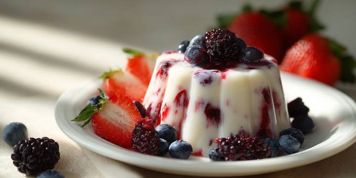 Postre fresco y vistoso: así se prepara la gelatina de yogur con frutas