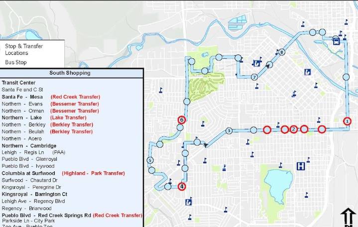 Pueblo Transit actualiza su ruta comercial sur para incluir paradas en el City Park
