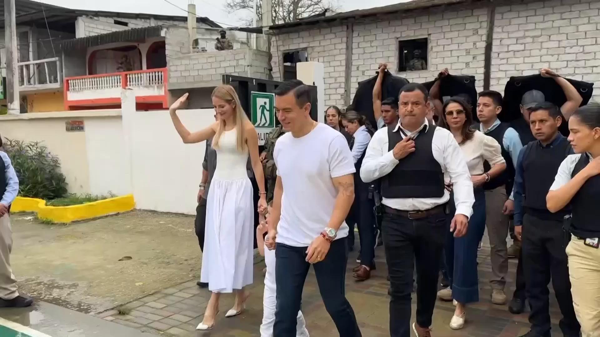 Ecuador president votes in referendum aimed at changing constitution to allow foreign military bases