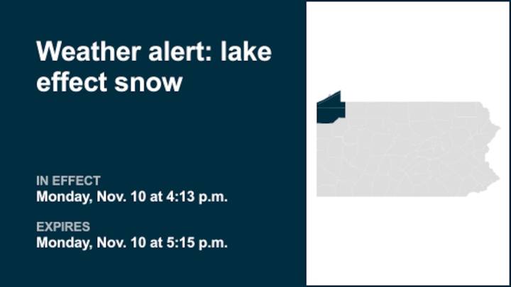 Prepare for lake effect snow in Northwest Pa. early Monday evening