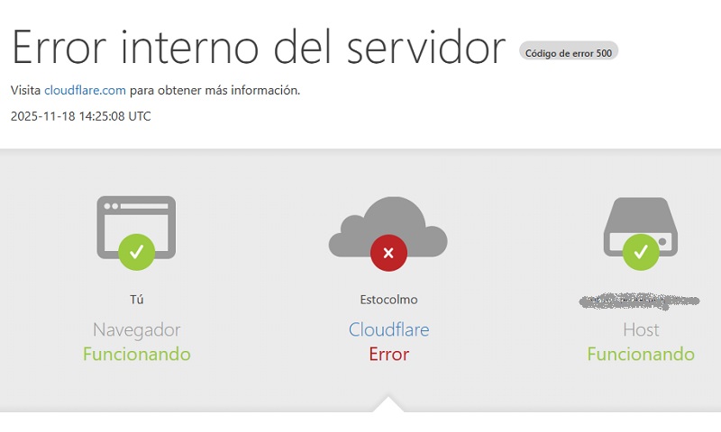 Caída de Cloudflare afecta a varias plataformas en internet hoy 18 de noviembre