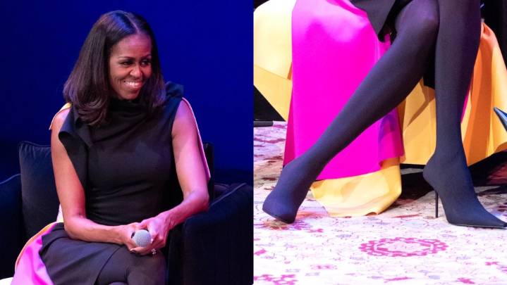Michelle Obama Pairs Balenciaga Knife Boots With Spring 2026 Loewe