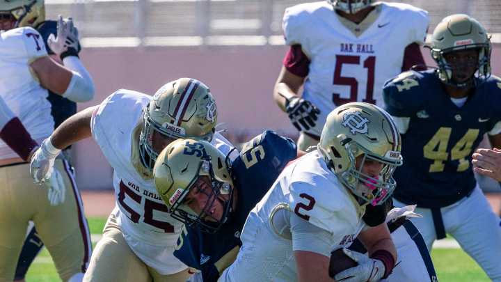 Hear Oak Hall football senior Tyler Peera speak after the Eagles SSAA Class 3A Championship