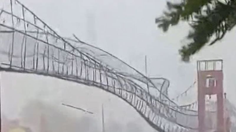 Typhoon slings suspension bridge in Philippines