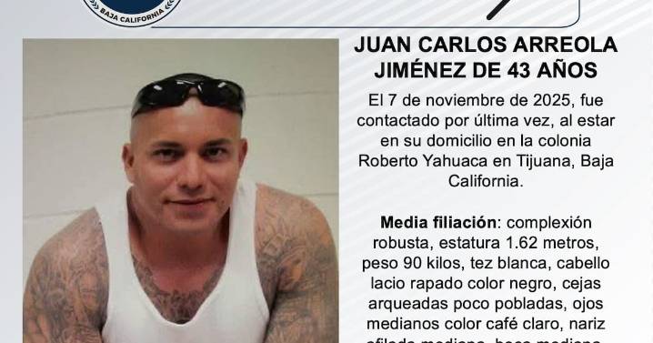 Se busca a Juan Carlos Arreola Jiménez de 43 años