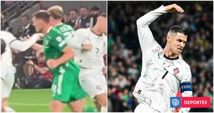 Codazo, gesto y burlas de hinchada rival: así fue la expulsión a Cristiano Ronaldo ante Irlanda