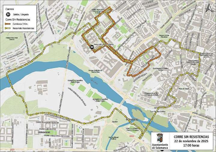 Los cortes de tráfico previstos este sábado en Salamanca por la carrera 'Corre sin resistencias'