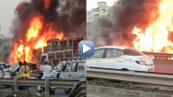 Accident on Pune’s Navale Bridge: Two Trucks on Fire, Several Vehicles Crushed, Many Injured