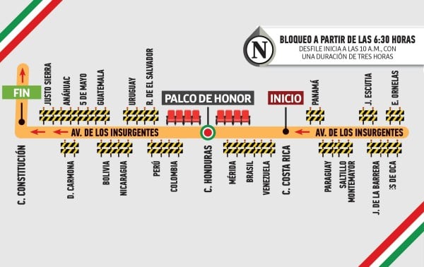 Estas son las calles cerradas por el desfile del 20 de Noviembre