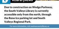 Roadway construction impacts entrance to South Valleys Library