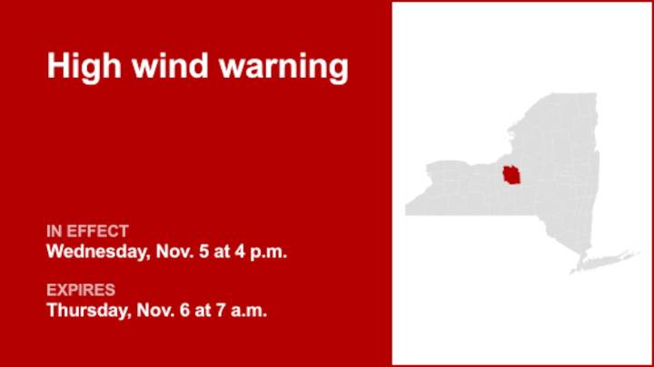 NY weather: High wind warning affecting Onondaga County until Thursday morning