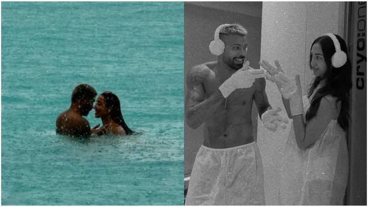 Hardik Pandya and Mahieka Sharma soak in a romantic moment in the ocean; See PDA