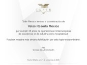 Tafer Resorts se une a la celebración de Velas Resorts México
