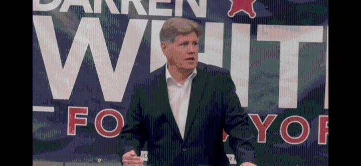 Darren White talks with supporters while awaiting Albuquerque mayoral election results