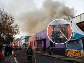 Auto familiar se incendió y se propagó a casa: bomberos combate siniestro en Estación Central
