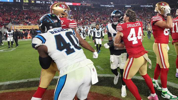 Jauan Jennings gets hit below belt, strikes Tre’von Moehrig