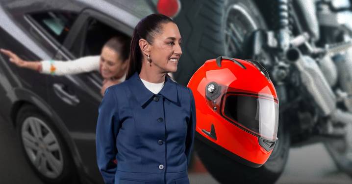 Claudia Sheinbaum trae ‘casco de motomami’:  ¿Qué lleva la presidenta en su coche?