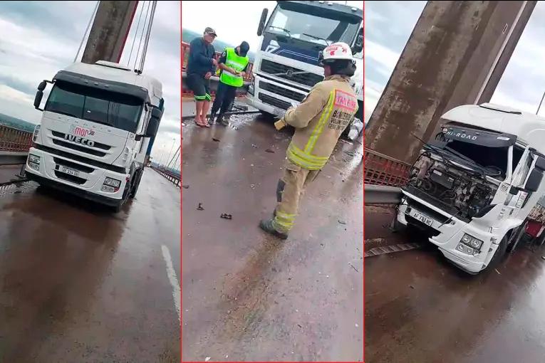 Chocaron tres camiones sobre el puente Zárate