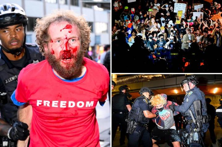 Bloody brawl breaks out as agitators protest TPUSA event at UC Berkeley in California