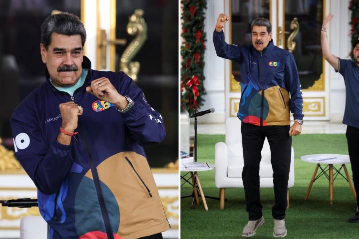 Venezuela Maduro dances during student rally in Caracas