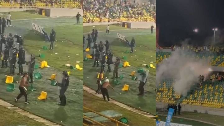 Batalla campal en el estadio de Cartagena: disturbios dejaron 4 heridos y graves daños