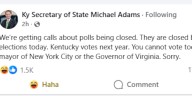 Ky. Secretary of State reminds Kentuckians they can’t vote in other states elections after calls reporting closed polls