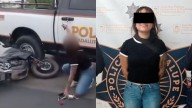 Patrulla de la Policía de Guadalupe Derriba a Motociclista para Detenerla en Av. Ruiz Cortines