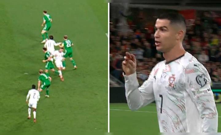 Cristiano Ronaldo metió brutal codazo en el Portugal vs Irlanda: se va expulsado y hace gestos provocativos frente a todo el estadio