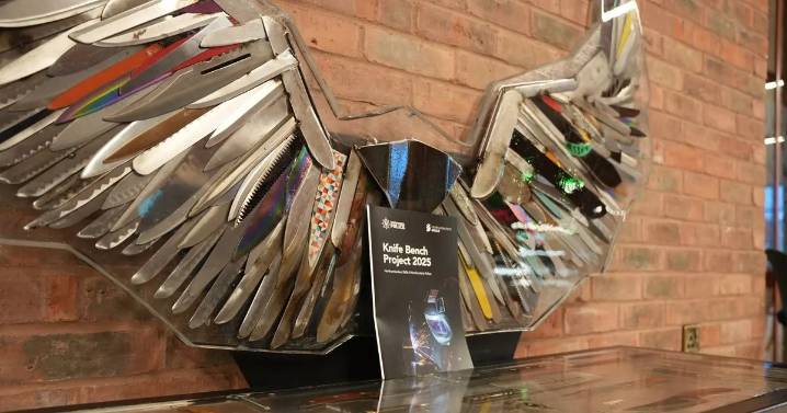 Northumberland welding students unveil bench made with blades in tribute to knife crime victims