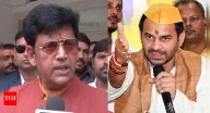 ‘We are on same page’: Tej Pratap meets Ravi Kishan at airport