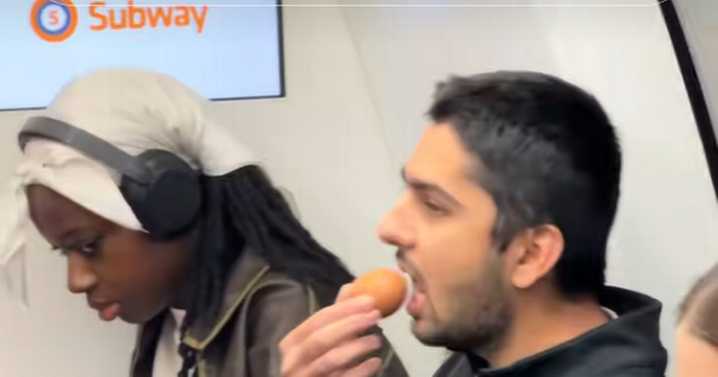 Man shocks Glasgow Subway riders by casually eating raw eggs on board