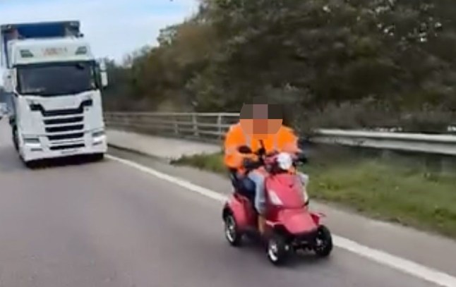 Grandad Theft Auto: Astonishing moment OAP drives mobility scooter along A21