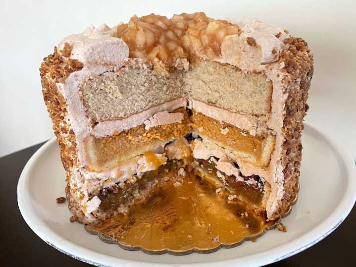 I tried the famous 'PieCaken,' a 6-pound cake stuffed with 3 different pies. It was a huge hit at my Friendsgiving.