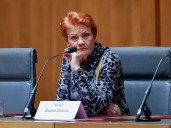 Australian far-right lawmaker Pauline Hanson wears burqa