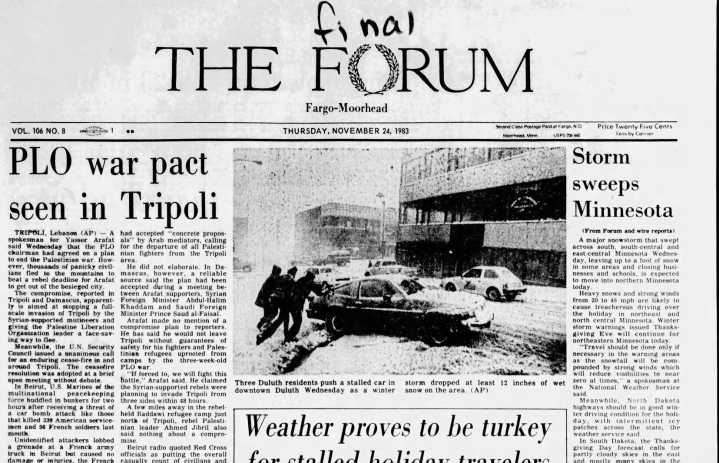 Today in History, 1983: Snowstorm upends Thanksgiving travel plans