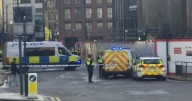 Police van set on fire in Leeds city centre 'amid pro