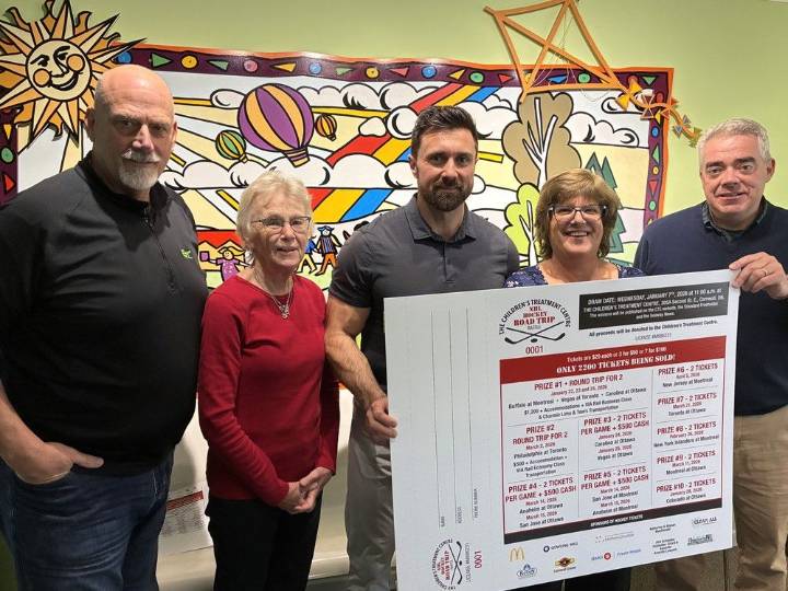 Children's Treatment Centre in Cornwall promoting NHL road trip raffle
