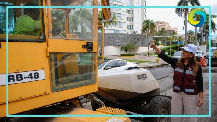 Supervisa Mara Lezama obras de repavimentación en el bulevar Kukulcán