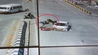 Video: Bikers flung into air after collision with speeding car in Uttarakhand