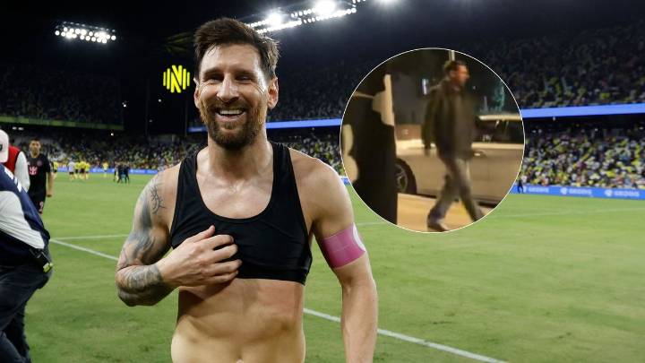 Le estaba dando flores a su pareja, pero su atención se perdió cuando vio que Messi caminaba a sus espaldas: así quedó captado el momento