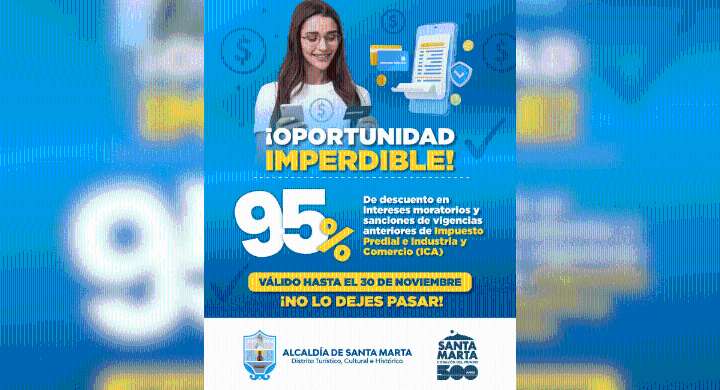 Distrito lanza alivio tributario para morosos: hasta 95% de descuento en sanciones e intereses La medida, sancionada por el alcalde Carlos Pinedo Cuello, estará vigente hasta el 30 de noviembre para l