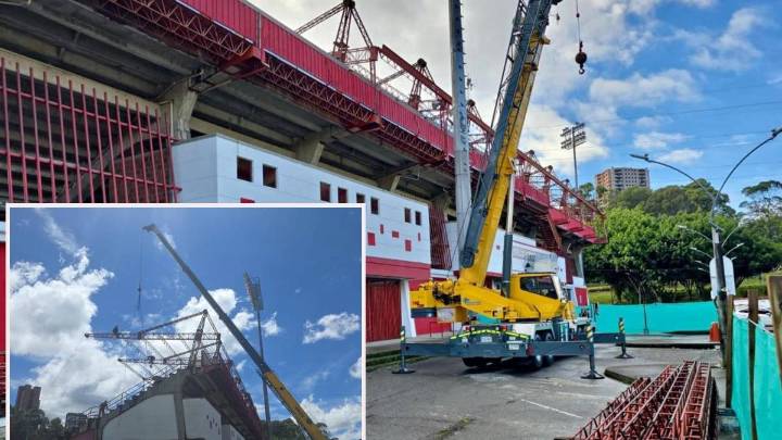 Inició el desmonte de parte de la tribuna del estadio de Rionegro