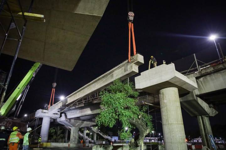Megaoperativo nocturno para colocar la estructura del nuevo Puente Labruna en Núñez