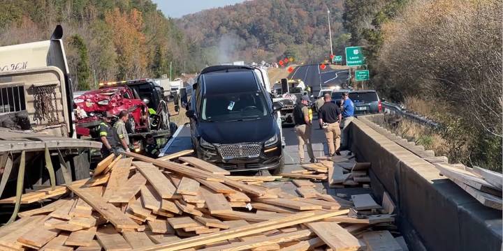I-65 reopened following multi-vehicle wreck involving truck hauling lumber